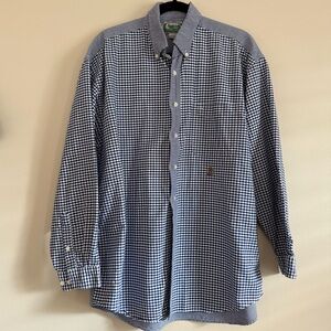 Vintage 90s Siegfried Classic Blue Checkered Long Sleeve Button Up Cotton Shirt